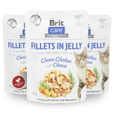 Brit Care Cat kapsička Fillets in Jelly Chicken with Cheese 85 g
