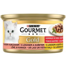 Gourmet Gold konzerva s lososom a kuracím 85 g
