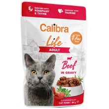 Calibra Cat Life kapsička Beef in Gravy 85 g SET 22+6 ZADARMO