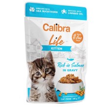 Calibra Cat Life kapsička Kitten Salmon in Gravy 85 g SET 22+6 ZADARMO