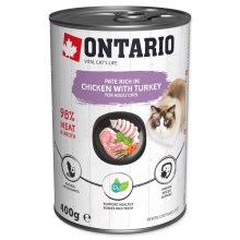 Ontario Cat konzerva Paté Chicken, Turkey 400 g