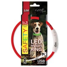 Dog Fantasy LED světelný obojek z nylónu červený 45 cm
