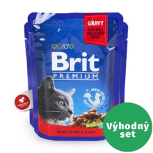 Brit Premium Cat kapsička Beef Stew & Peas SET 24x 100 g
