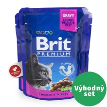 Brit Premium Cat kapsička Chicken & Turkey SET 24x 100 g