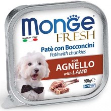 Monge Dog Fresh paštéta a kúsky s jahňacím 100 g