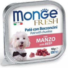 Monge Dog Fresh paštéta a kúsky s hovädzím 100 g