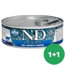 N&D Cat Ocean konzerva Adult Tuna&Codfish&Shrimps&Pumpkin 80 g SET 1+1 ZADARMO