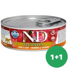 N&D Cat Quinoa konzerva Adult Herring & Coconut 80 g SET 1+1 ZADARMO