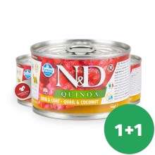 N&D Dog Quinoa konzerva Adult Mini Quail & Coconut 140 g SET 1+1 ZADARMO