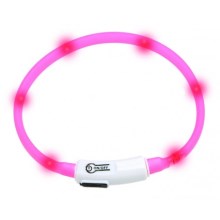 LED svetelný obojok Karlie 75 cm ružový