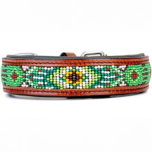 Kay-line kožený obojok Aztec zelený veľ. 40 (30-35 cm)