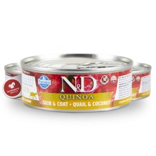 N&D Cat Quinoa konzerva Adult Quail & Coconut 80 g SET 1+1 ZADARMO