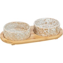 Trixie keramické misky v bambusovom stojane 2x 0,8 l/16 cm