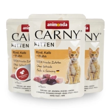 Animonda Carny Kitten kapsička hovädzie, teľacie a kurča 85 g