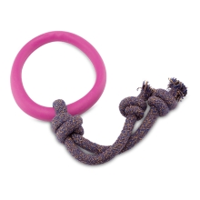 BecoHoop EKO hračka pre psy s lanom ružová veľ. S