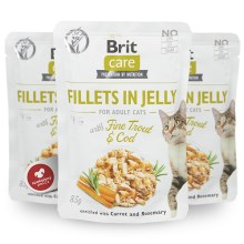 Brit Care Cat kapsička Fillets in Jelly with Trout & Cod 85 g SET 5+1 ZADARMO