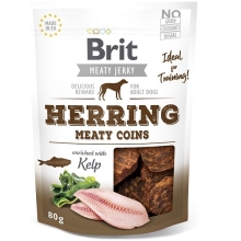 Brit maškrty Jerky Herring Meaty Coins 80 g