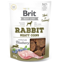 Brit maškrty Jerky Rabbit Meaty Coins 80 g