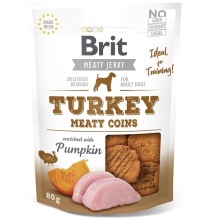 Brit maškrty Jerky Turkey Meaty Coins 80 g