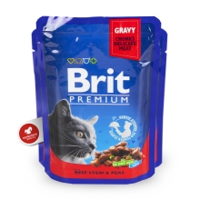 24x Brit Premium Cat kapsička Beef Stew & Peas 100 g
