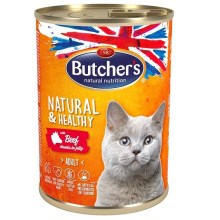 Butcher's Cat Natural & Healthy kúsky hovädzieho v želé 400 g