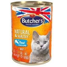 Butcher's Cat Natural & Healthy kúsky pstruha v želé 400 g Butcher's Cat Natural & Healthy kúsky pstruha v želé 400 g
