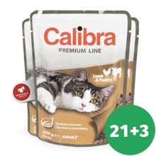 Calibra Cat kapsička Adult jahňa a hydina 100 g SET 21+3 ZADARMO
