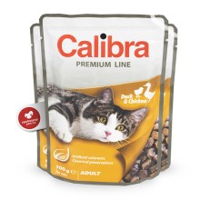 Calibra Cat kapsička Adult kačka a kurča 100 g SET 21+3 ZADARMO