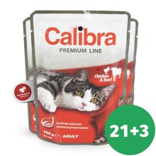 Calibra Cat kapsička Adult kurča a hovädzie 100 g SET 21+3 ZADARMO