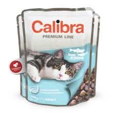 Calibra Cat kapsička Adult pstruh a losos 100 g SET 21+3 ZADARMO