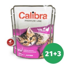Calibra Cat kapsička Kitten morka a kurča 100 g SET 21+3 ZADARMO