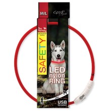 Dog Fantasy LED svetelný obojok z nylónu červený 65 cm