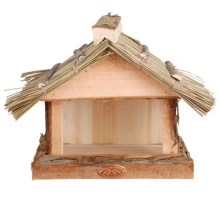 Esschert Design kŕmidlo pre vtáky s doškovou strechou 28 cm
