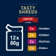 Felix Tasty Shreds Multipack mäsové receptúry v šťave 12x 80 g
