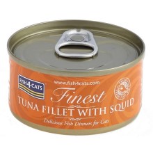 Fish4Cats Finest konzerva s tuniakom a kalamárom 70 g SET 4+1 ZADARMO
