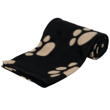 Flaušová deka Trixie Barney čierna s béžovými labkami 150 cm