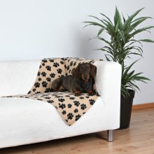 Flaušová deka Trixie bean béžová s čiernymi labkami 100 cm Flaušová deka Trixie bean béžová s čiernymi labkami 100 cm