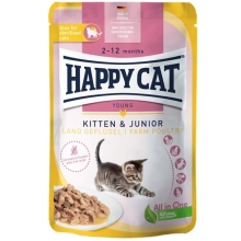 Happy Cat Kitten & Junior kapsička Land-Geflügel 85 g SET 10+10 ZADARMO