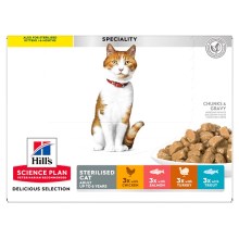 Hill's SP Cat Adult Sterilised Chicken & Salmon & Trout & Turkey kapsičky 12x 85 g