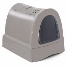 Imac krytý mačací záchod so zásuvkou na stelivo sivý