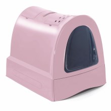 Imac krytý mačací záchod so zásuvkou pre stelivo ružový