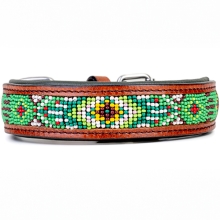 Kay-line kožený obojok Aztec zelený veľ. 45 (35-40 cm)
