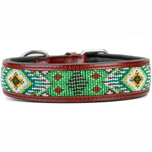 Kay-line kožený obojok Aztec zelený veľ. 55 (40-47 cm)