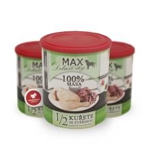 Konzerva Max Deluxe 1/2 kuraťa s divinou 800 g