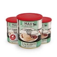 Konzerva Max Deluxe 1/2 kuraťa s pečeňou 800 g