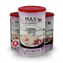 Konzerva Max Deluxe 3/4 kuraťa s hydinovými žalúdky 1 200 g