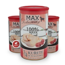Konzerva Max Deluxe 3/4 kuraťa sa svalovinou 1 200 g
