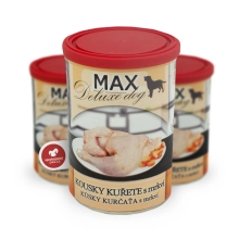 Konzerva Max Deluxe Kúsky kuraťa s mrkvou 400 g
