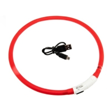 LED svetelný obojok Karlie 75 cm červený