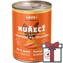 Louie konzerva kuracie s mrkvou a prebiotikami SET 4x 400 g + Louie vývar 400 g ZADARMO